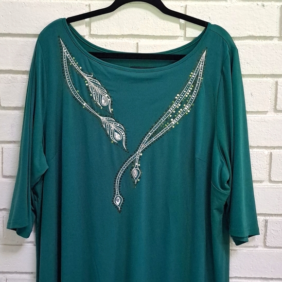 Bob Mackie Teal Green Sequin/Gem Lined Formal Dress. Size 2X NWT - Picture 2 of 11